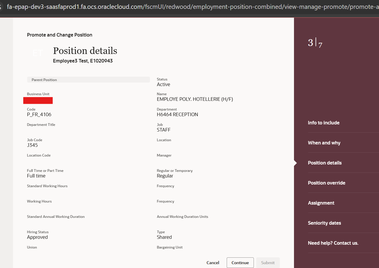 Can't change position details in Promote and Change position — Cloud ...