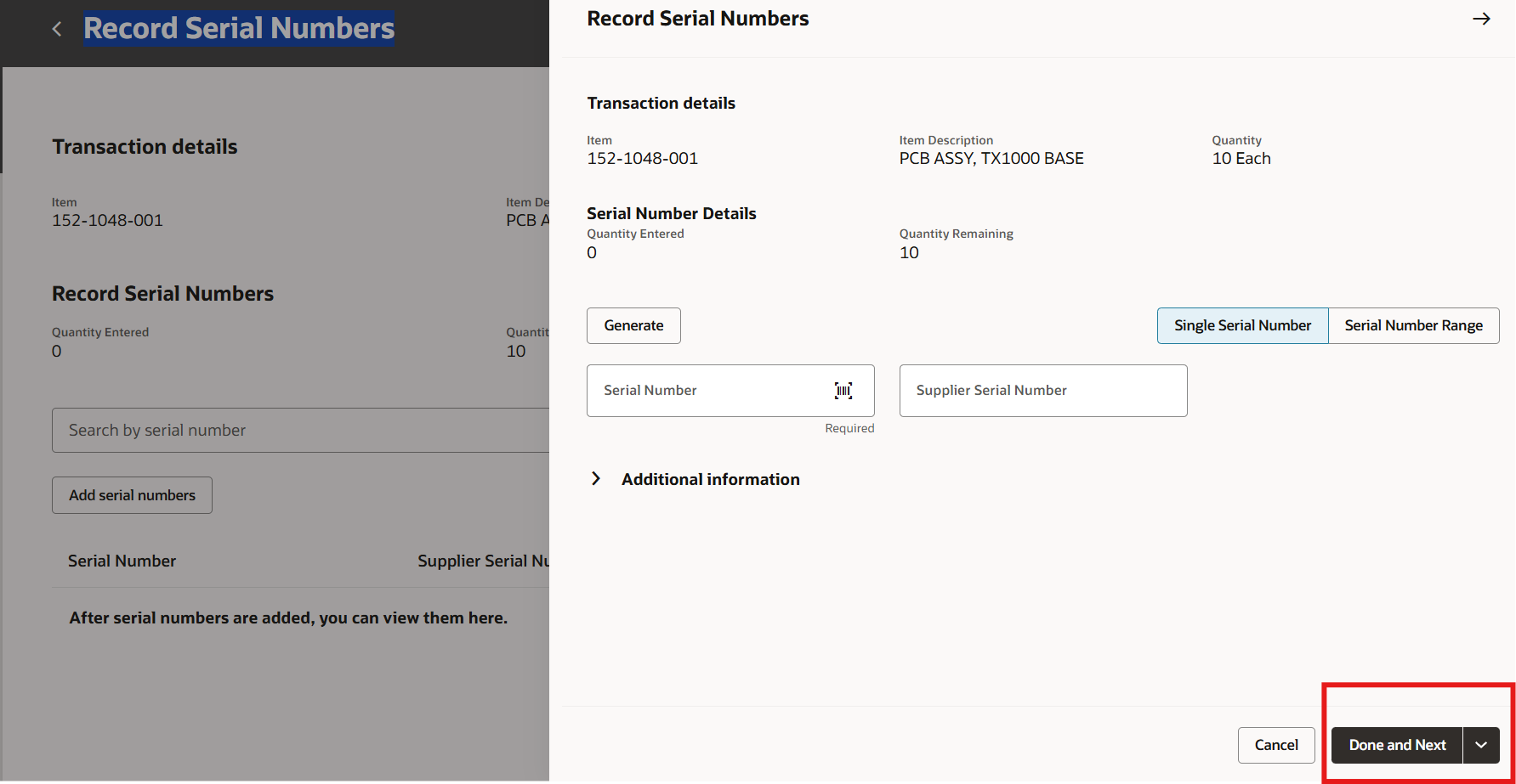 Serial Record Library Record Serial Numbers scanning for Miscellaneous transactions — Cloud ...
