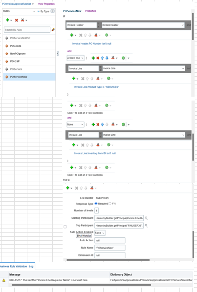 Why is BPM rule for AP invoice approval giving an error that Invoice ...