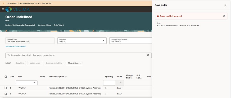 Unable to create sales order in Redwood theme. — Cloud Customer Connect