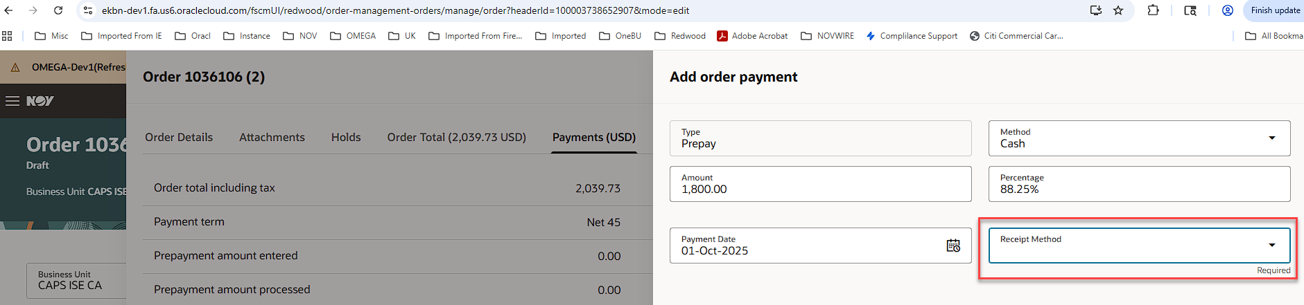 Advance Payments Using Redwood OM UI — Cloud Customer Connect