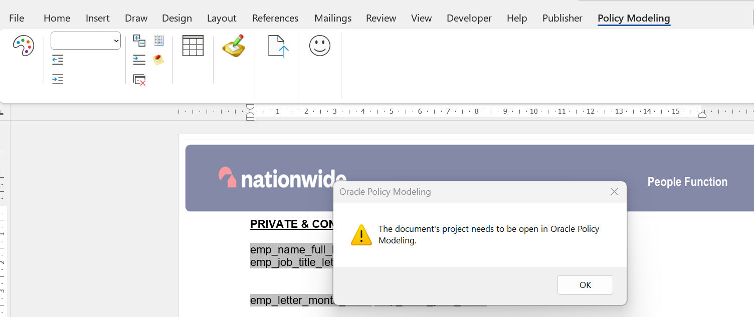 Unable to use OPM ribbon on RTF form,