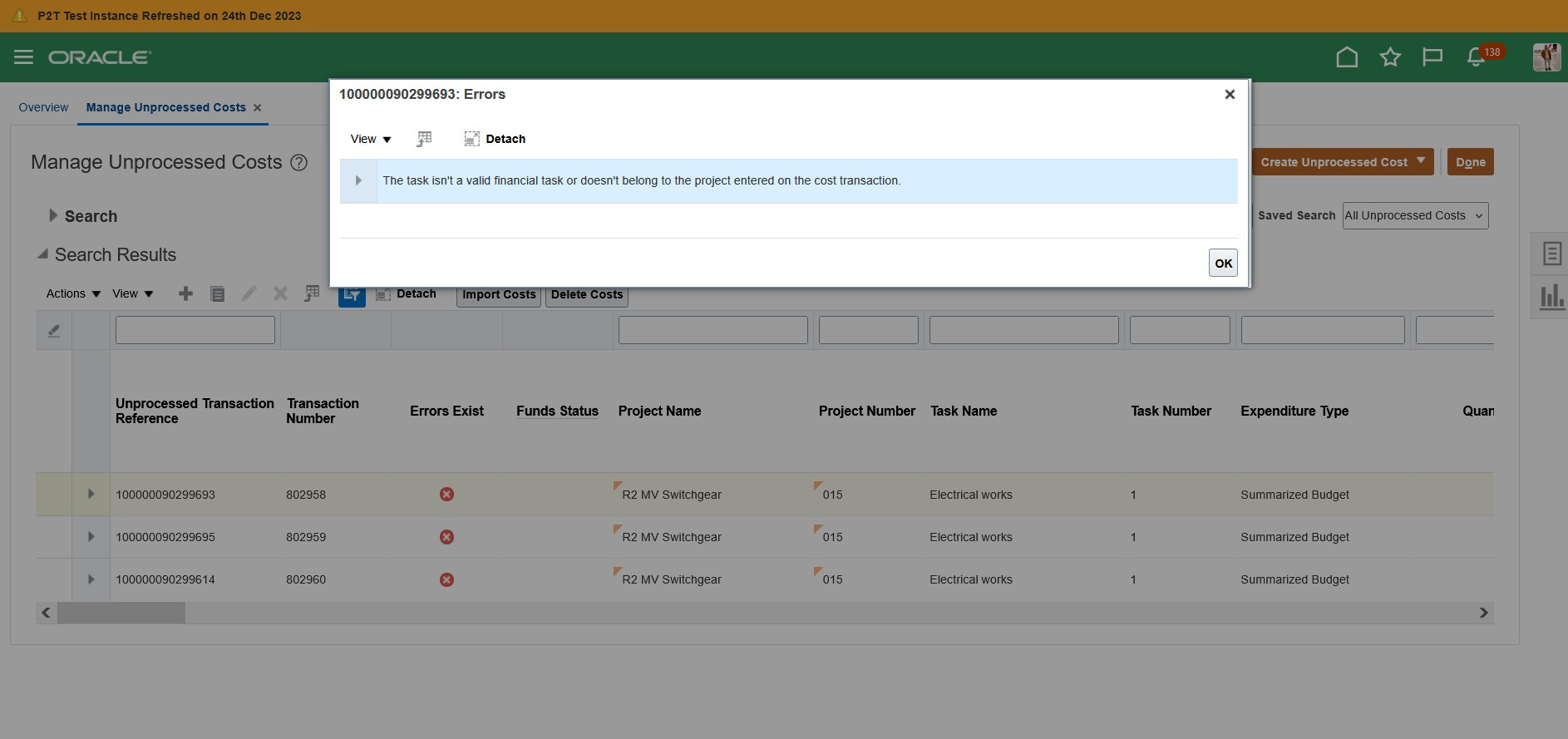 Import Cost Error — Cloud Customer Connect