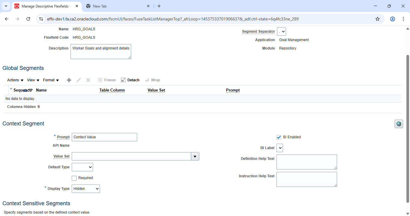 Goal page descriptive flex fields still appears though hidden in ...