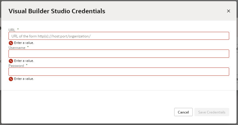 Where to find Oracle Visual Builder Studio account URL? — Cloud ...
