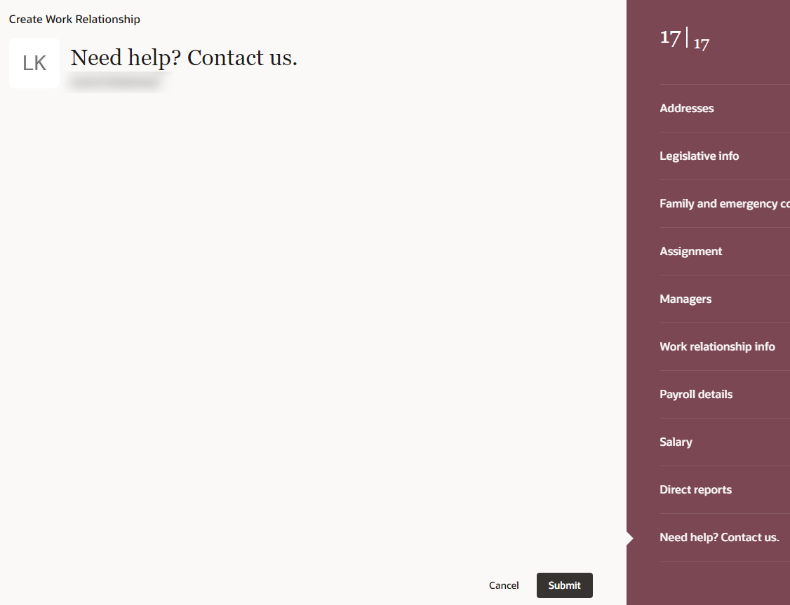 Create a work relationship submit button not working for custom role ...