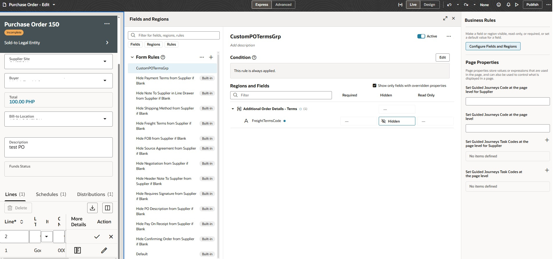 Redwood page customization - PO Line level Edit via Visual Builder ...