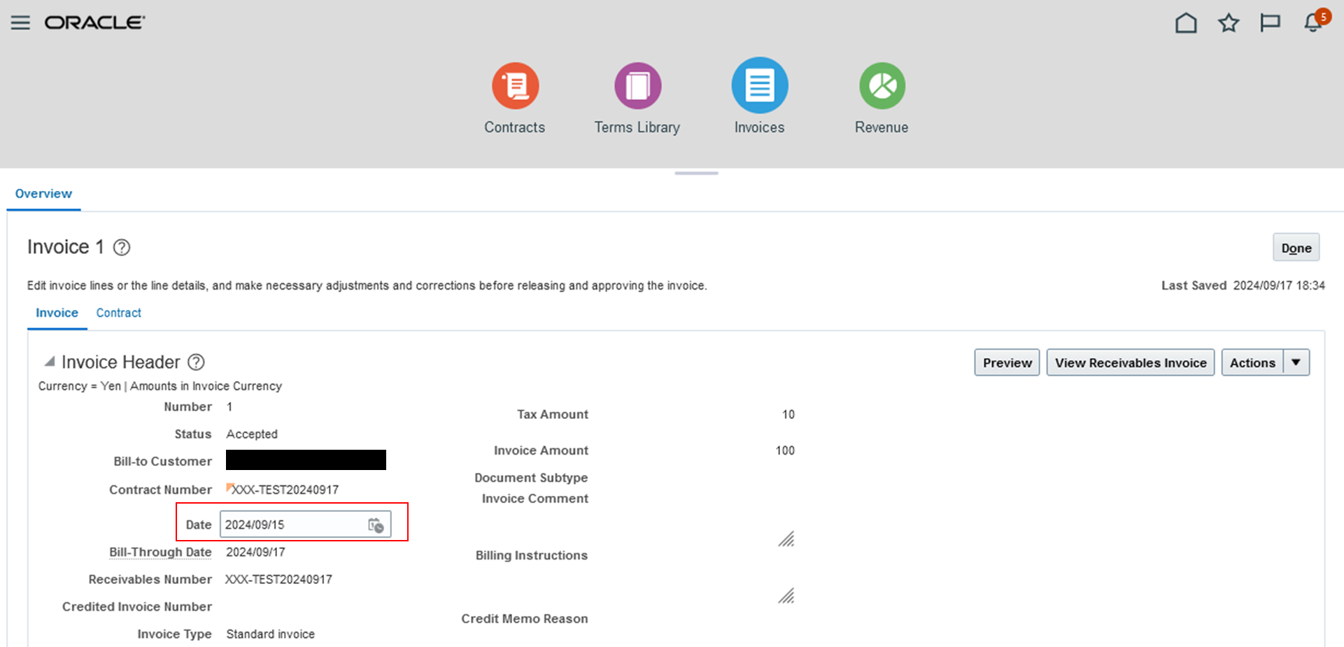 About accounting dates for project invoices — Cloud Customer Connect