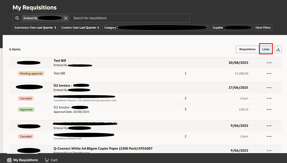 RSSP: My Requisitions to Default to 'Requisitions' list (not 'Lines ...