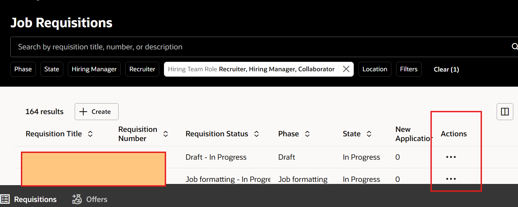 How to Hide Actions menu for Hiring Manger in Job Requisition List page ...