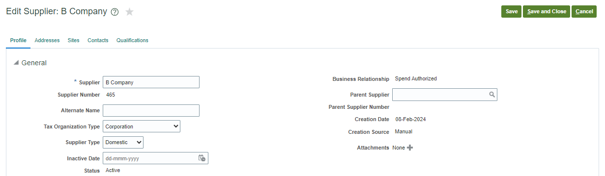 "Submit" button is not display on edit supplier — Cloud Customer Connect