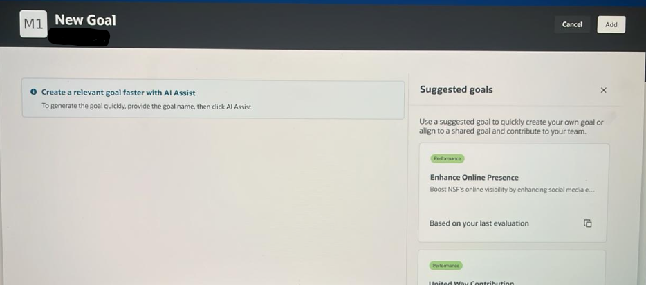 Data Not Displaying on New Goal Page in Redwood — Cloud Customer Connect