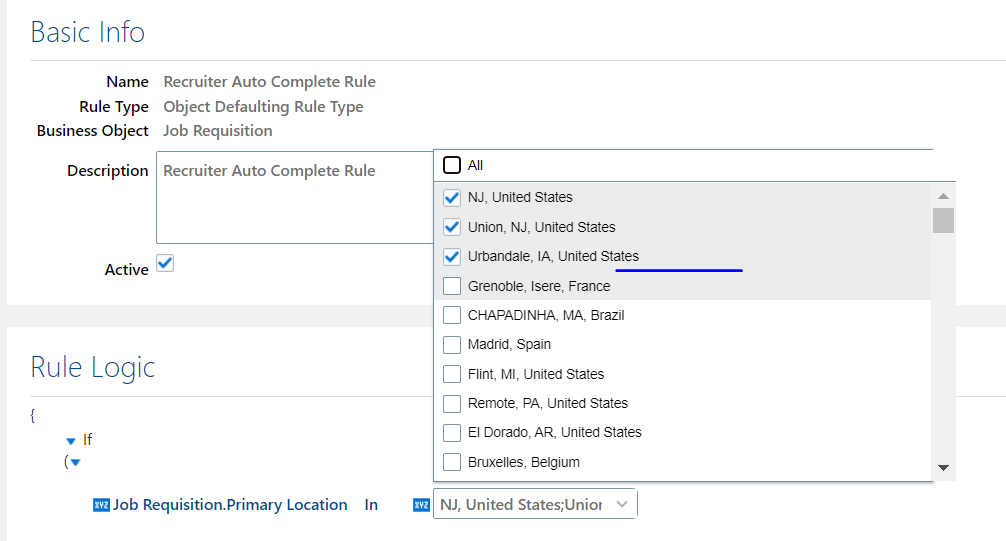 Recruiter and Primary Location rule not working - need help and exact ...