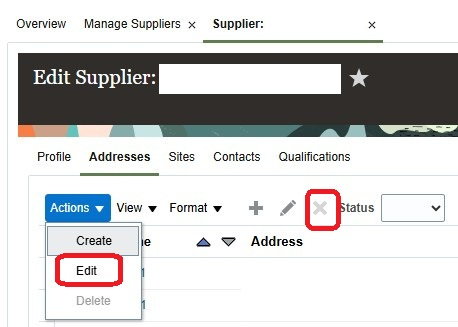 How to delete supplier addresses — Cloud Customer Connect