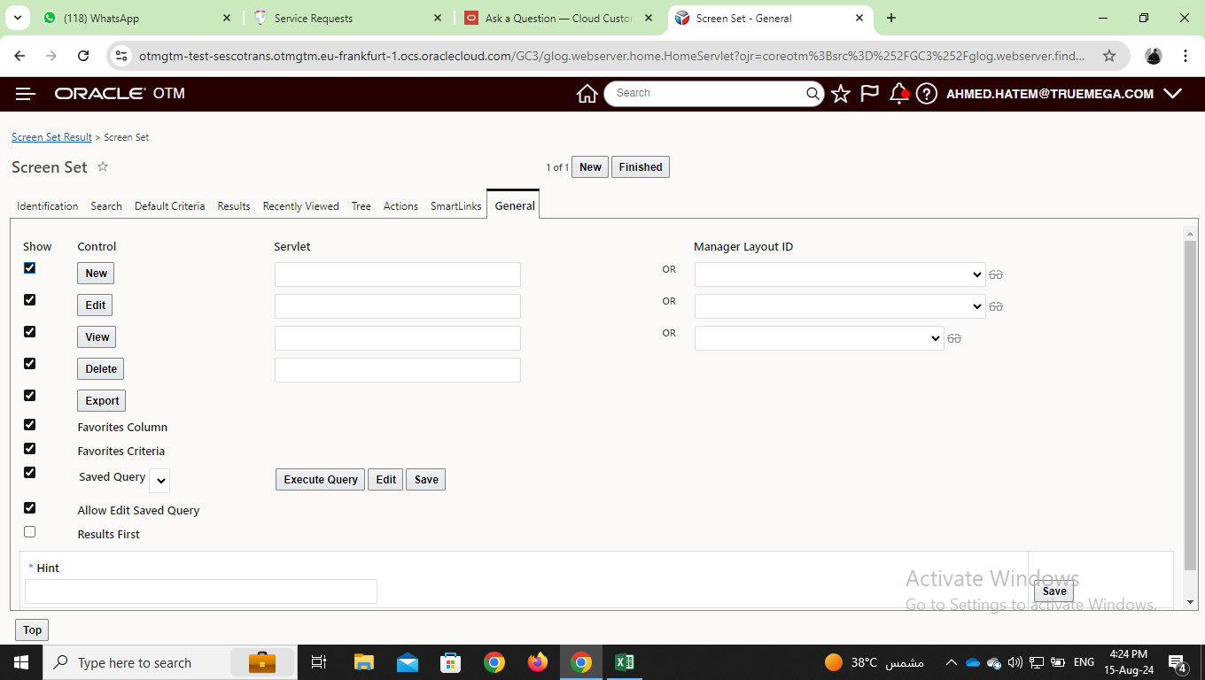Can I modify in Accessorial Code Screen ? — Cloud Customer Connect