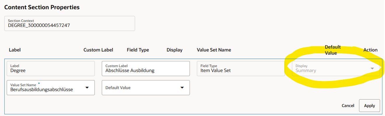 Content Section Talent Profile Display mode not selectable — Cloud ...