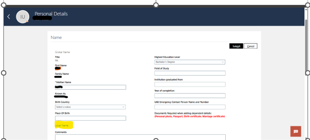 In Redwood 25A - Need to Hide Local name when edit Name in personal ...