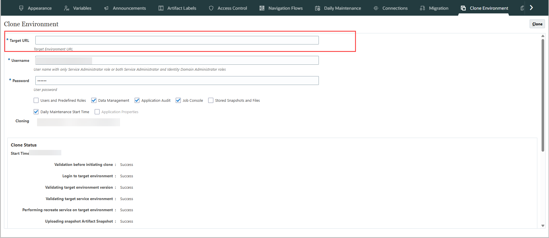 How to know the clone enviroment history — Cloud Customer Connect
