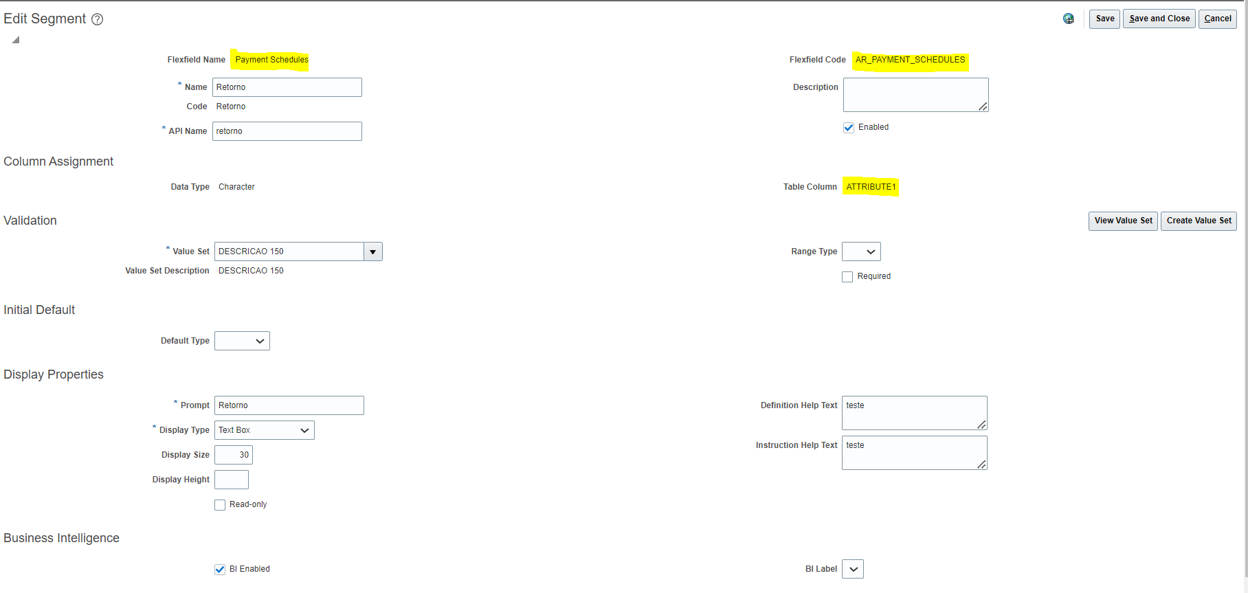How the Flexfield code AR_PAYMENT_SCHEDULES works — Cloud Customer Connect