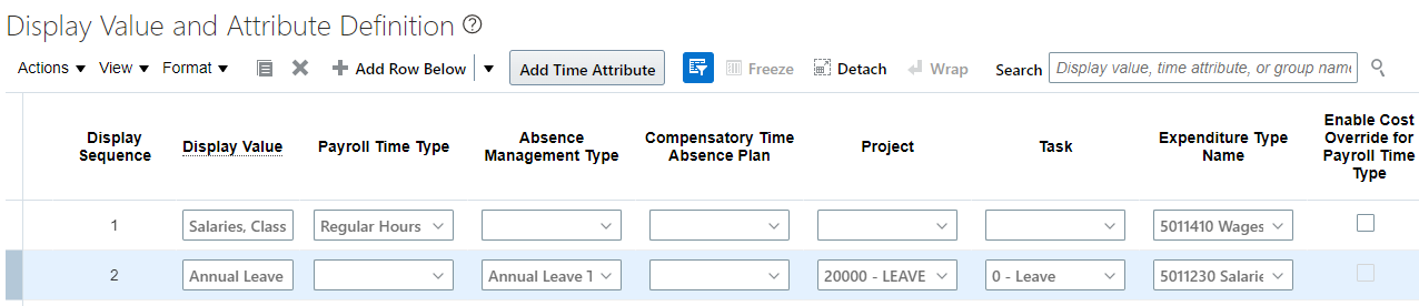 Combine expenditure type, payroll time type, absence and compensatory ...