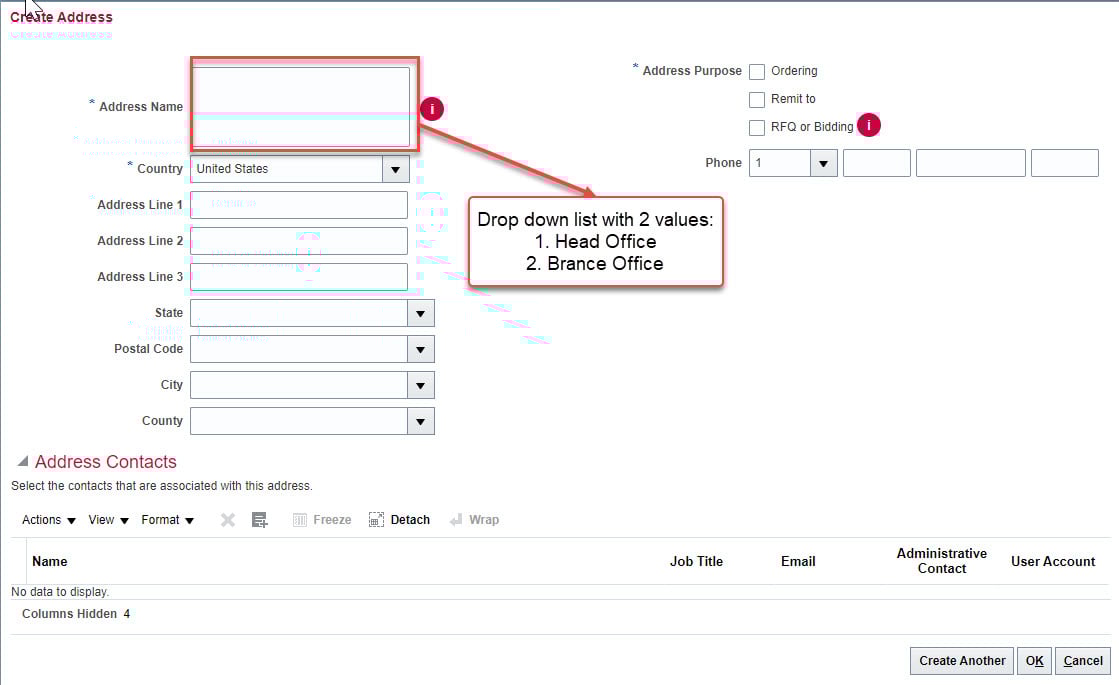 External Supplier Registration Page > how to change the Address Name ...