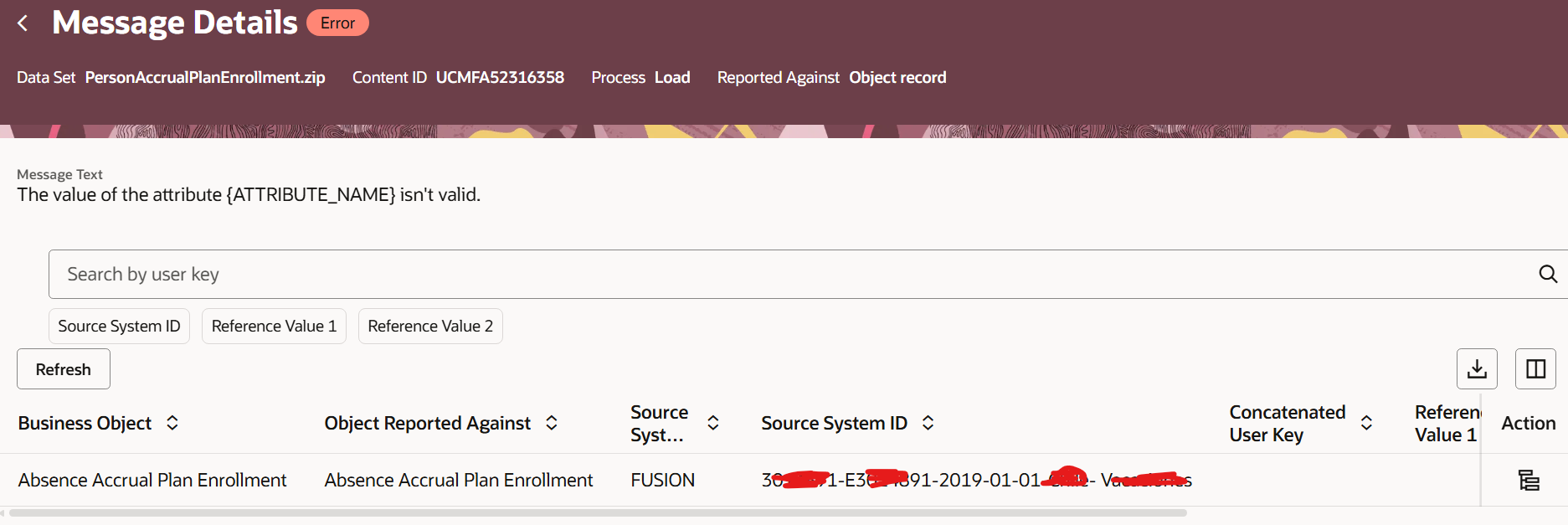 Absence Enrollment End Date HDL SourceKey error — Cloud Customer Connect