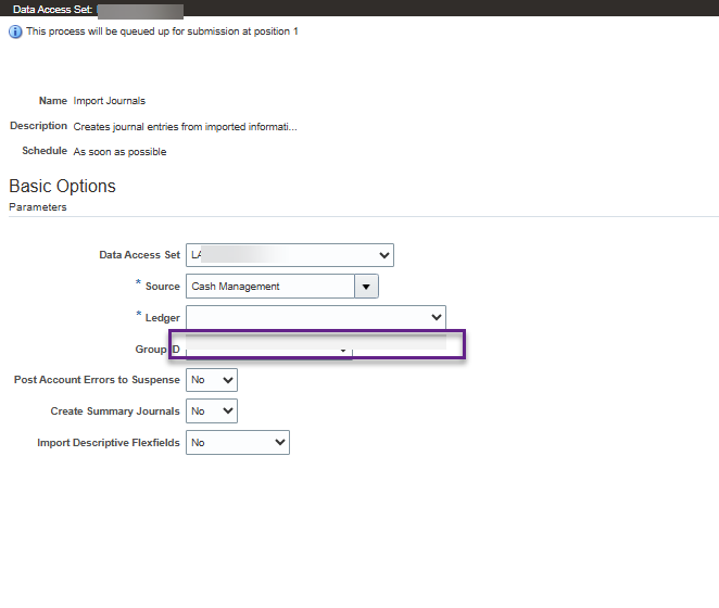 Unable to see LOV for Ledger when Importing Journals — Cloud Customer ...