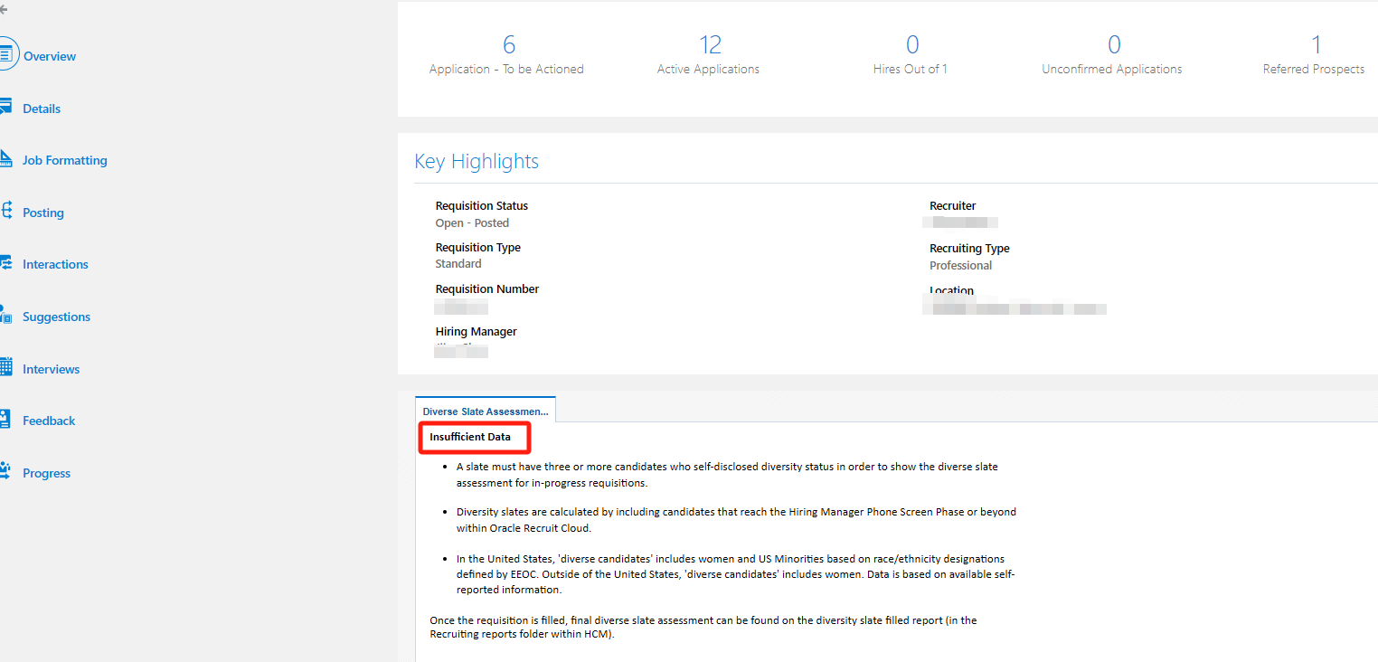 Insufficient Data showed in requisition — Cloud Customer Connect