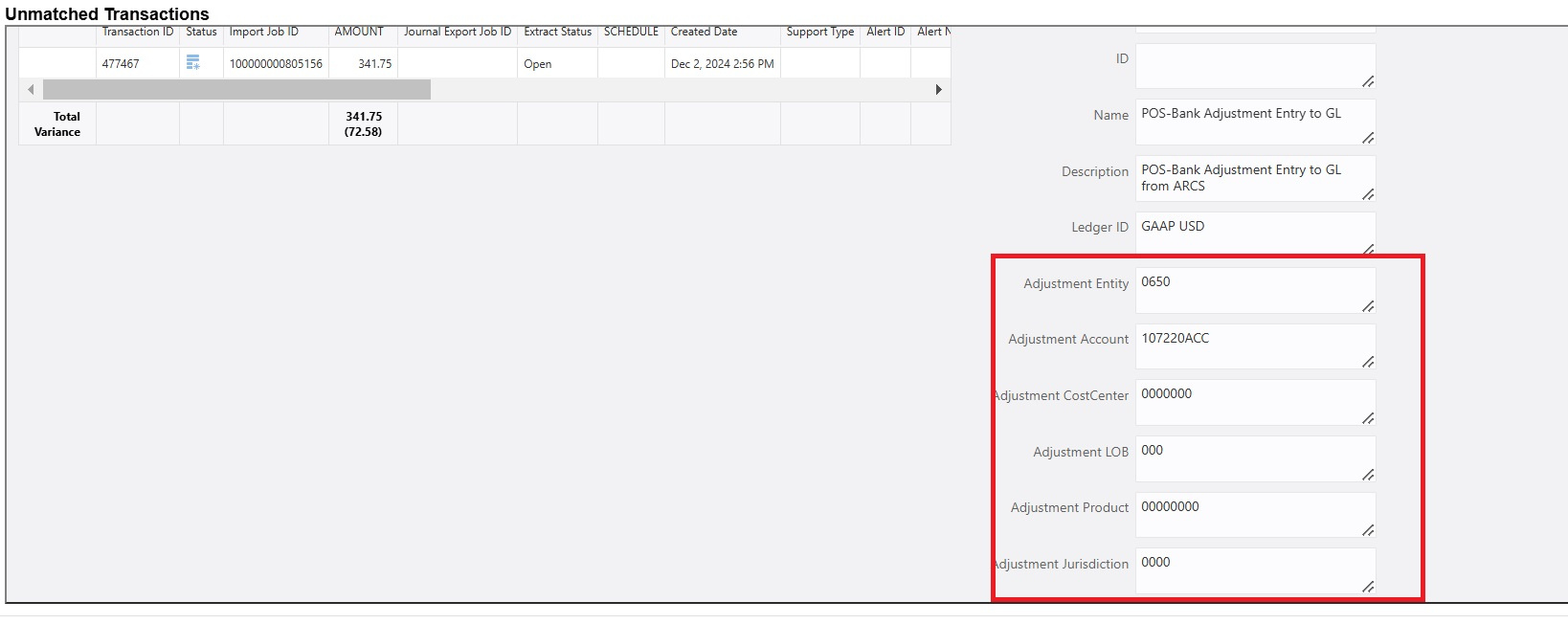 Read Only/Non Editable Adjustment Attribute for Manual match Adjustment ...