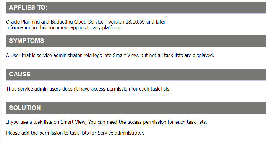 Oracle Smartview Flow Chart Admin Guide Why Service Administrator by default have no access to tasklist in ...