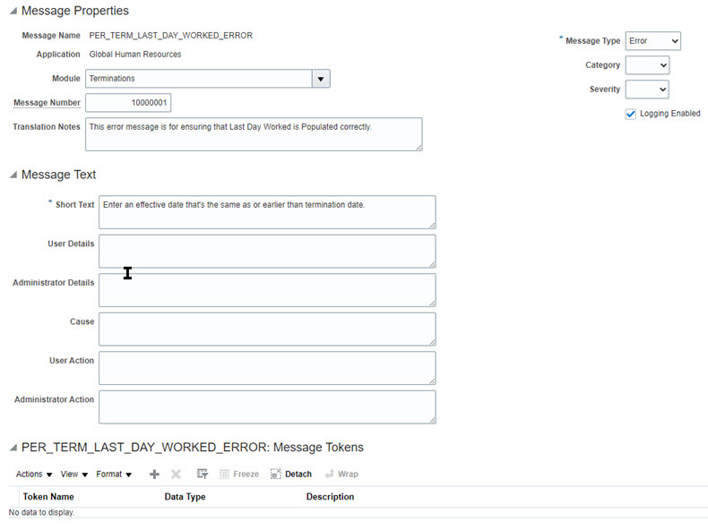 How to display custom error message when submitting termination — Cloud
