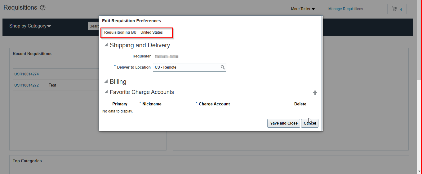 How does the BU default for a requisition preparer ? — Cloud Customer ...