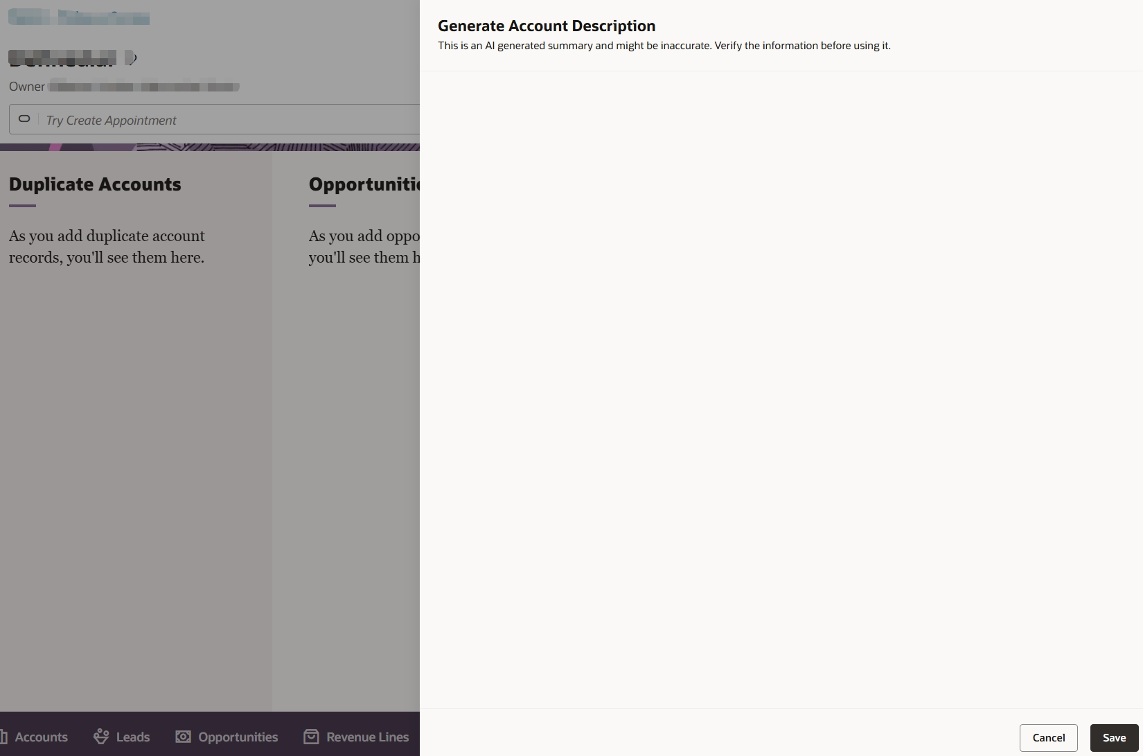 Generate Account Description smart action not working — Cloud Customer ...