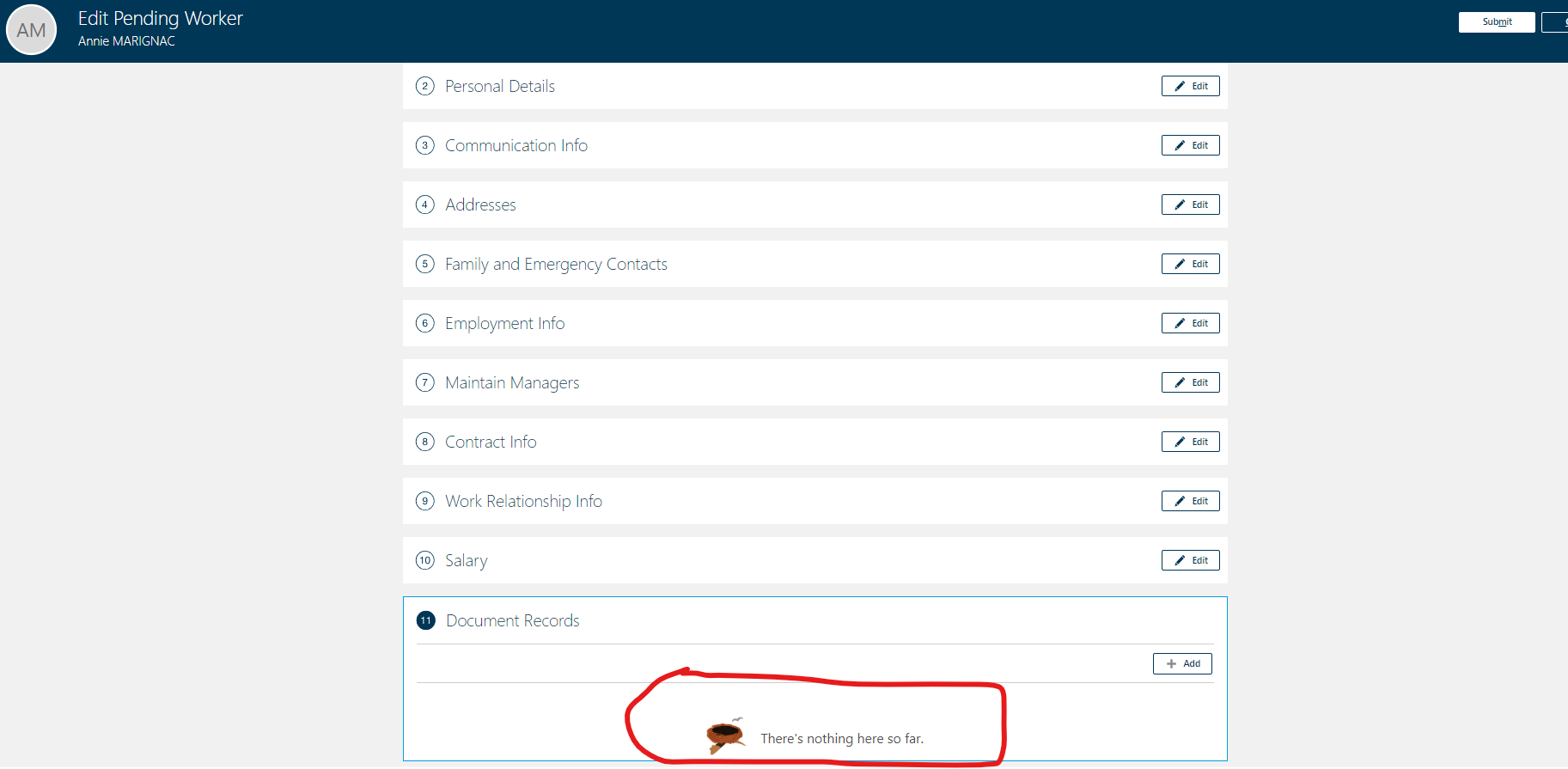 can't see document record loaded earlier in hiring process — Cloud ...