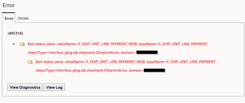 Bad Status Value Error during Shipment Creation — Cloud Customer Connect