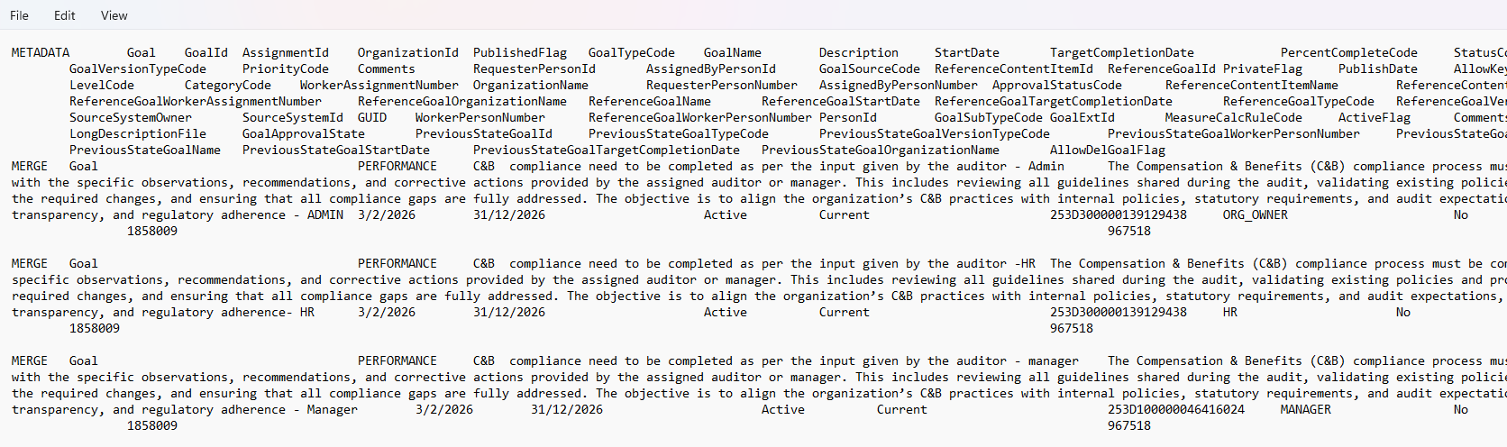 goal management - getting error while uploading goals from HDL — Cloud ...