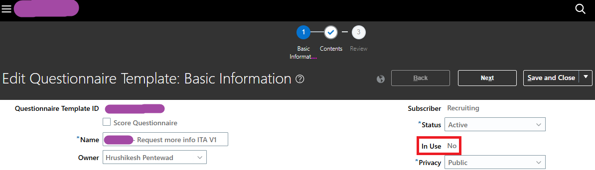Active Questionnaire Templates is still showing as not in use — Cloud ...