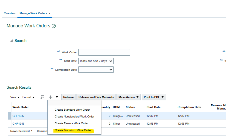 Rest API for Transform Work Orders — Cloud Customer Connect