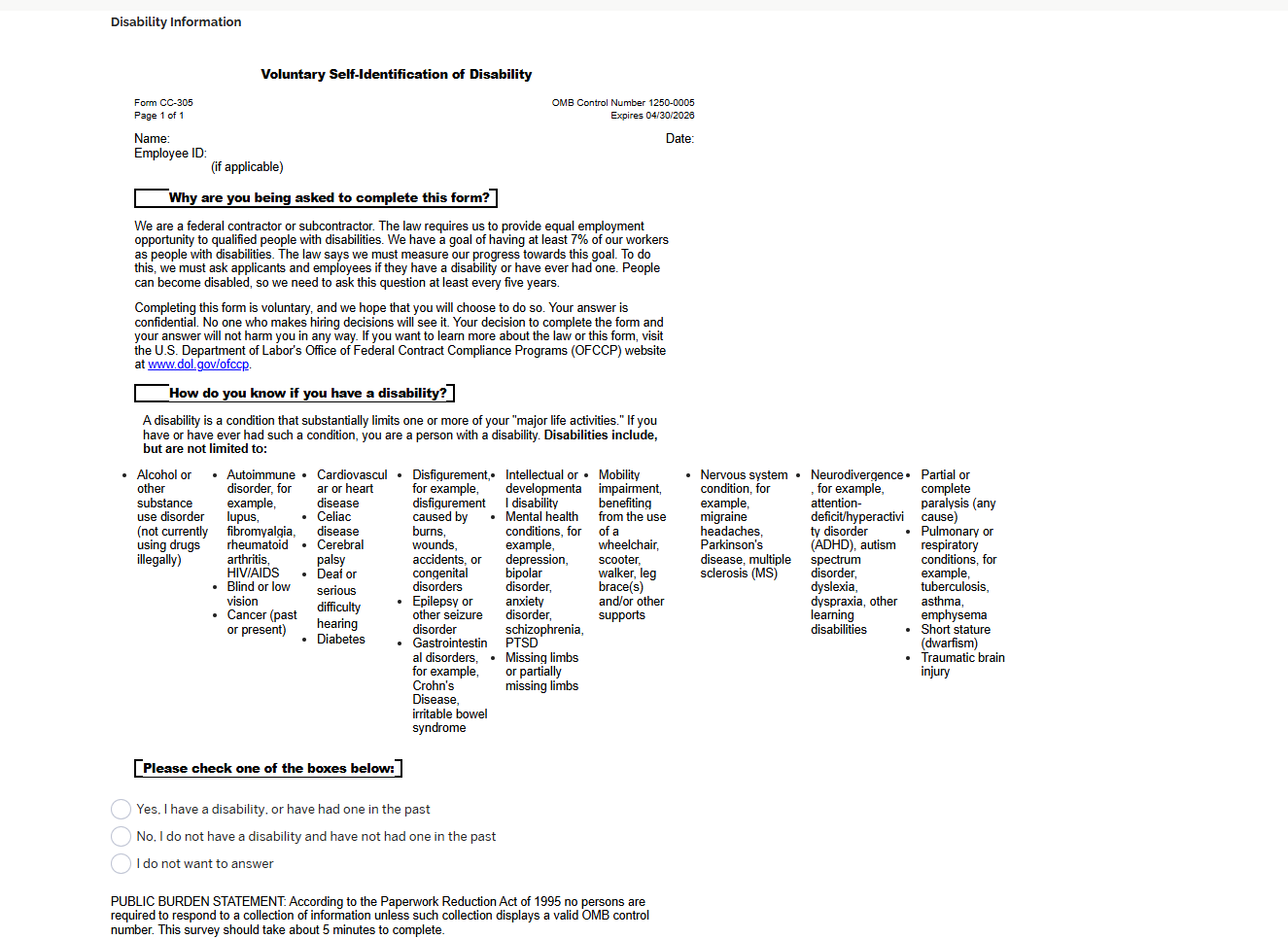 Cc 305 Form.pdf Form CC-305 Formatting issue on Job Application Page in ORC — Cloud ...