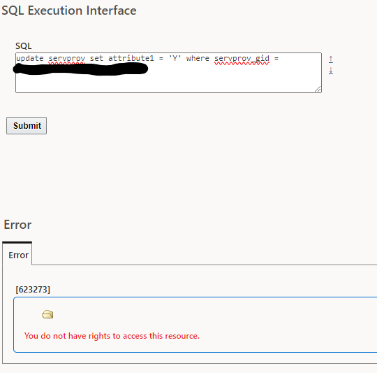 Sql Execution Interface SQL Execution Interface - Update Rights — Cloud Customer Connect