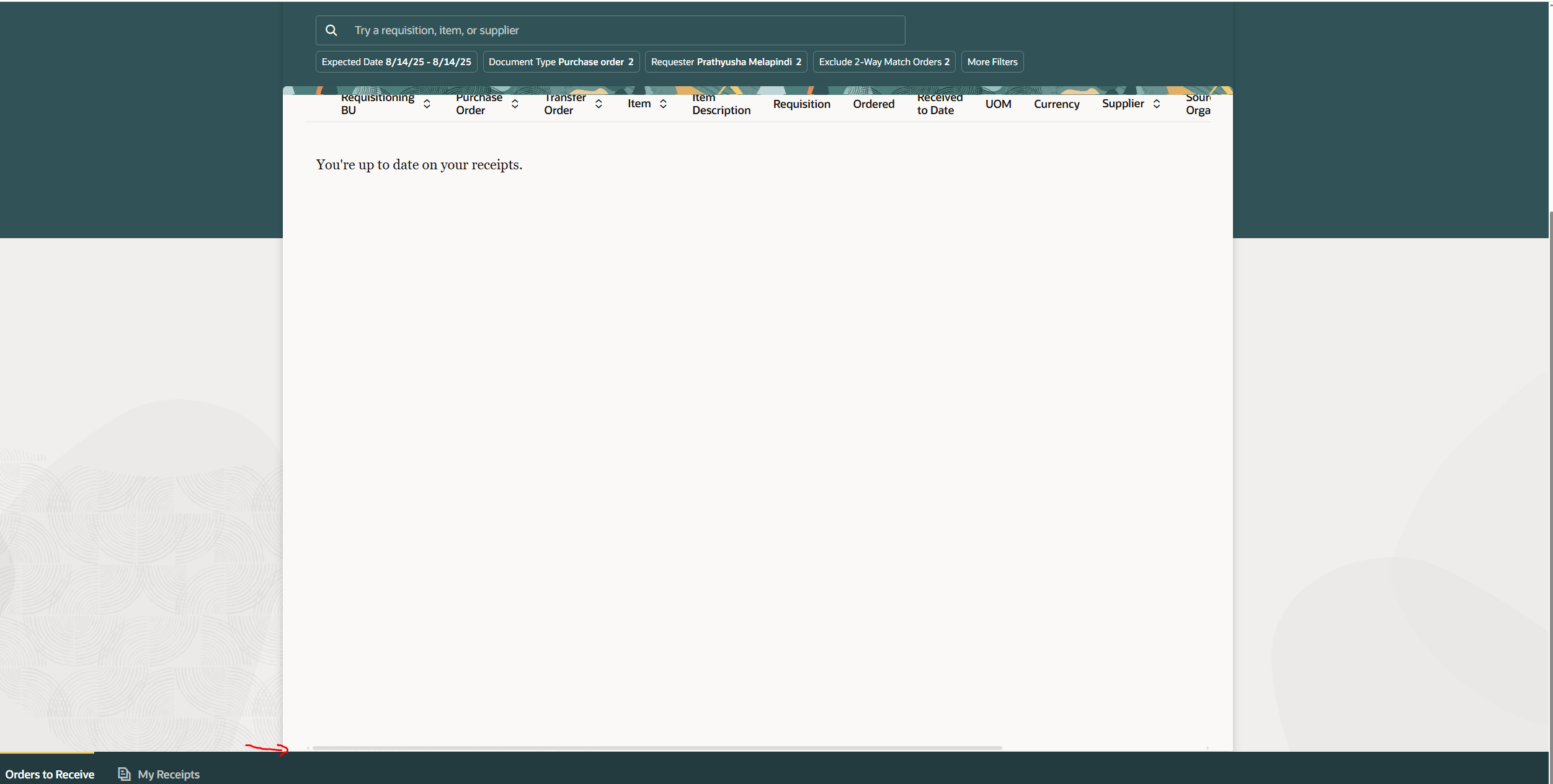 Horizontal scroll bar is at the very bottom of the screen for tabular ...