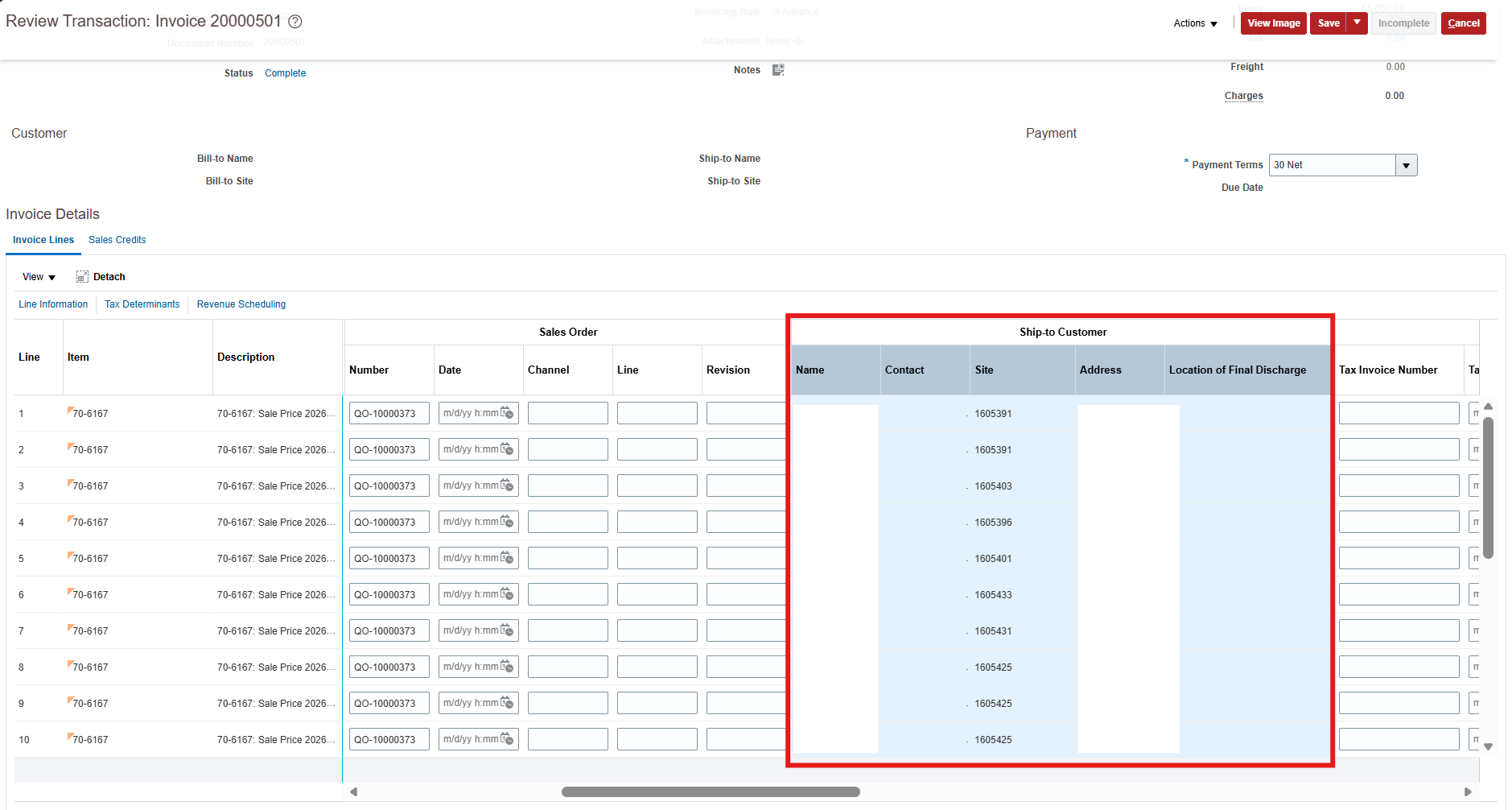 Ship-To Customer Information in Invoice Lines — Cloud Customer Connect