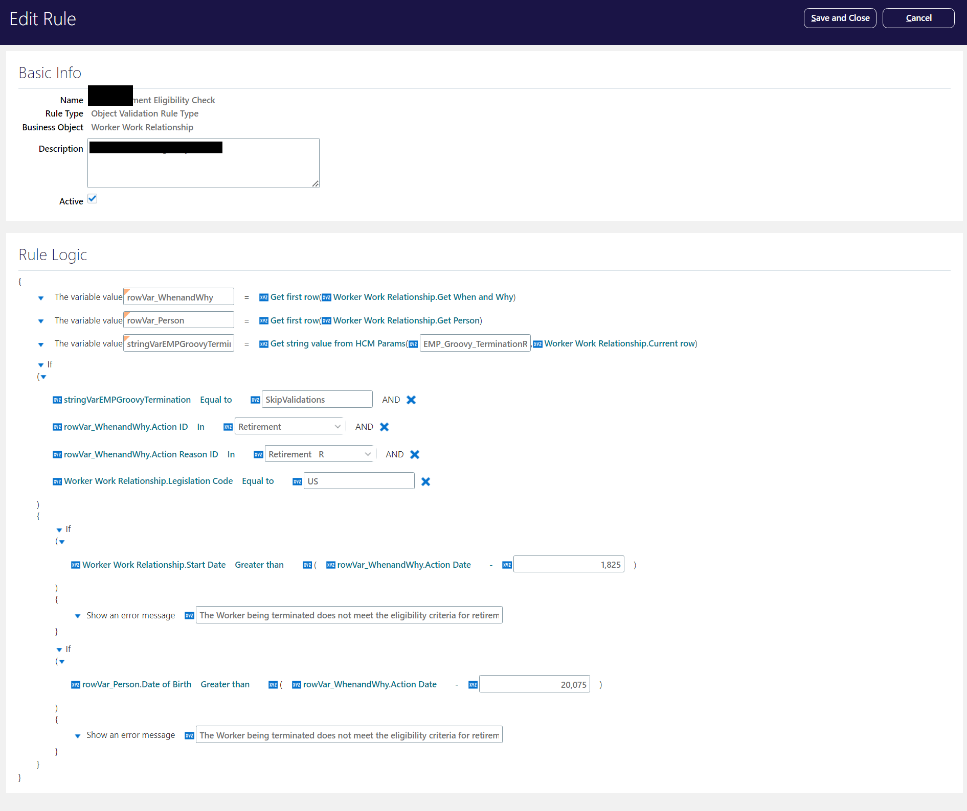 Auto complete rule for Termination — Cloud Customer Connect