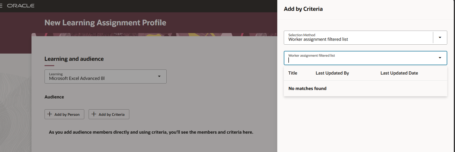 Learning Assignment Profile — Worker Assignment Filtered List, how to ...