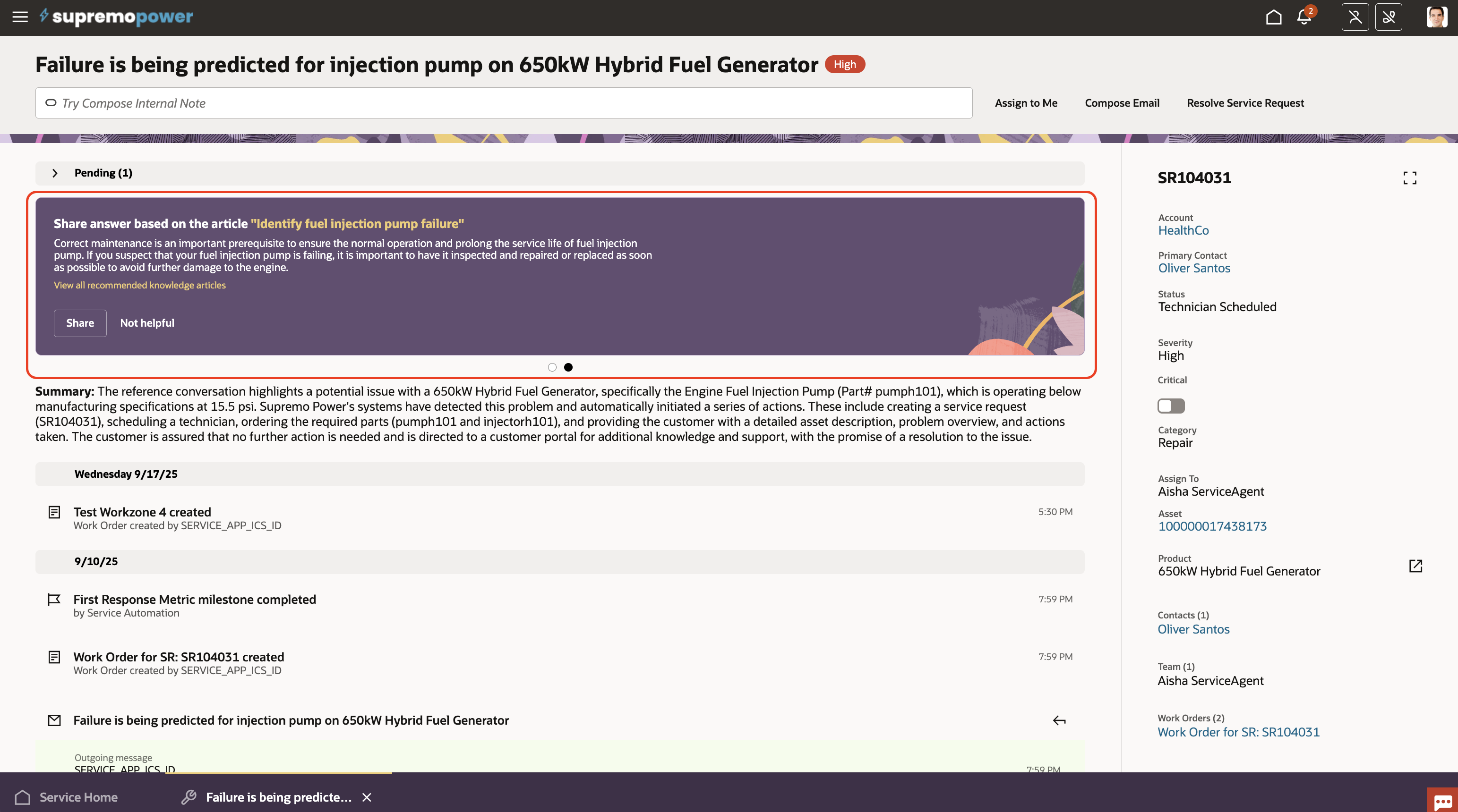How to Show or Hide Recommendation Cards on the Service Request Details ...