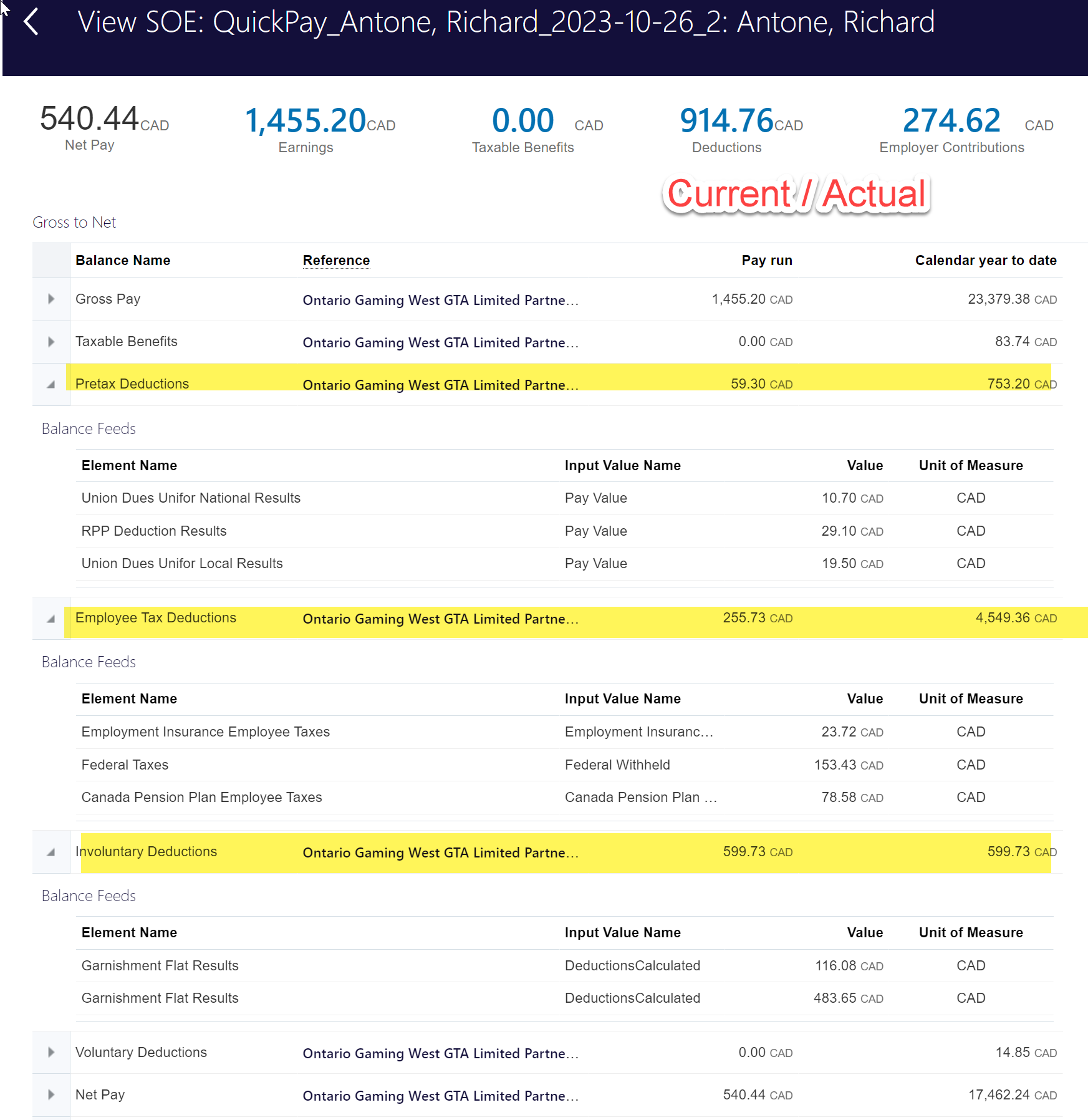 Pretax and Voluntary deduction element priority — Cloud Customer Connect