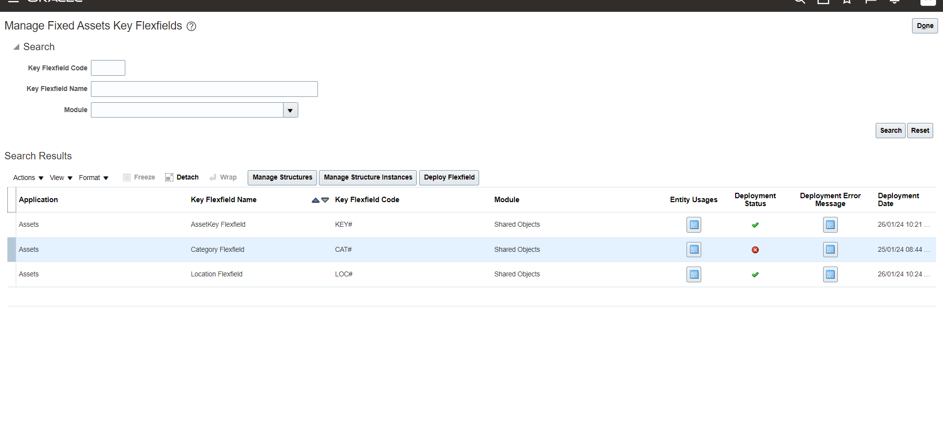 I am facing an error while deploying the category flexfield — Cloud ...