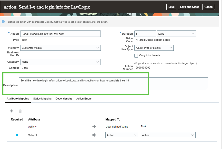 Action Descriptions not working within Action Plan — Cloud Customer Connect