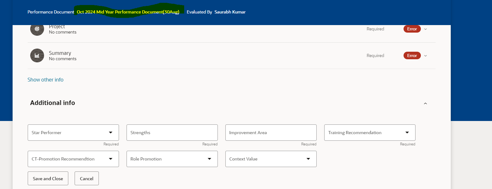 Additional Information In Performance Document — Cloud Customer Connect