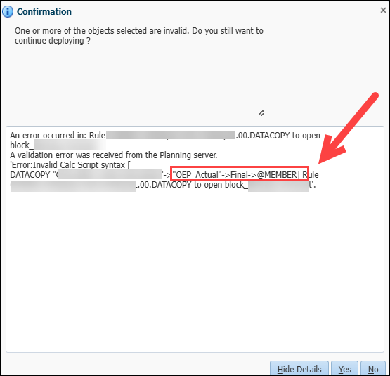 DATACOPY did not work with @MEMBER — Cloud Customer Connect